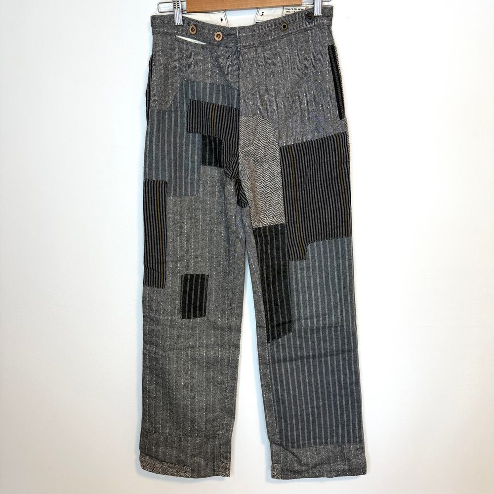 Free People x Sandrine Rose Herringbone Worker Patchwork Pants Tokyo Size 26 New - Picture 3 of 16